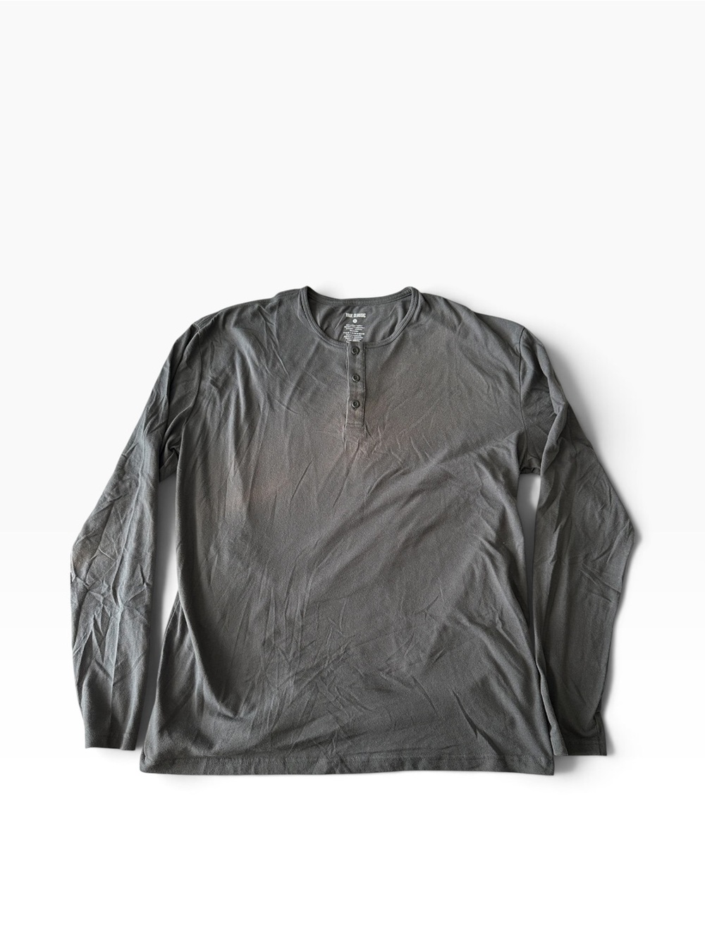 Men's Long Sleeve Henley Shirt - Charcoal